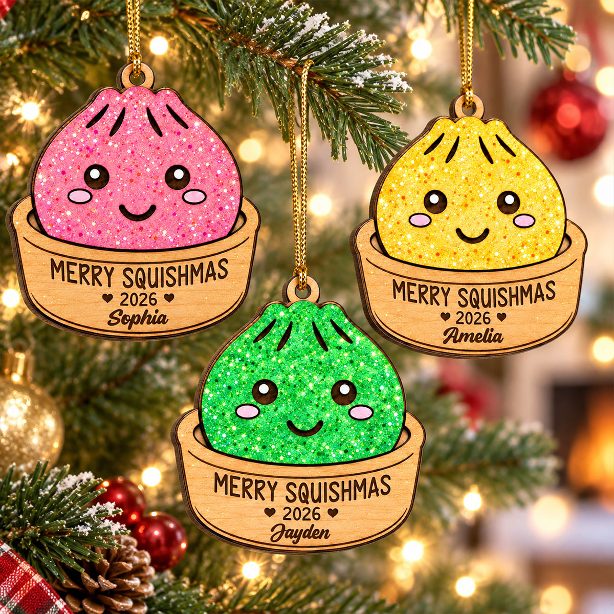 The Year Of Squishy 2026 - Personalized Wooden Ornament - Funny Viral Squishy Christmas Gift For Kids, Teen