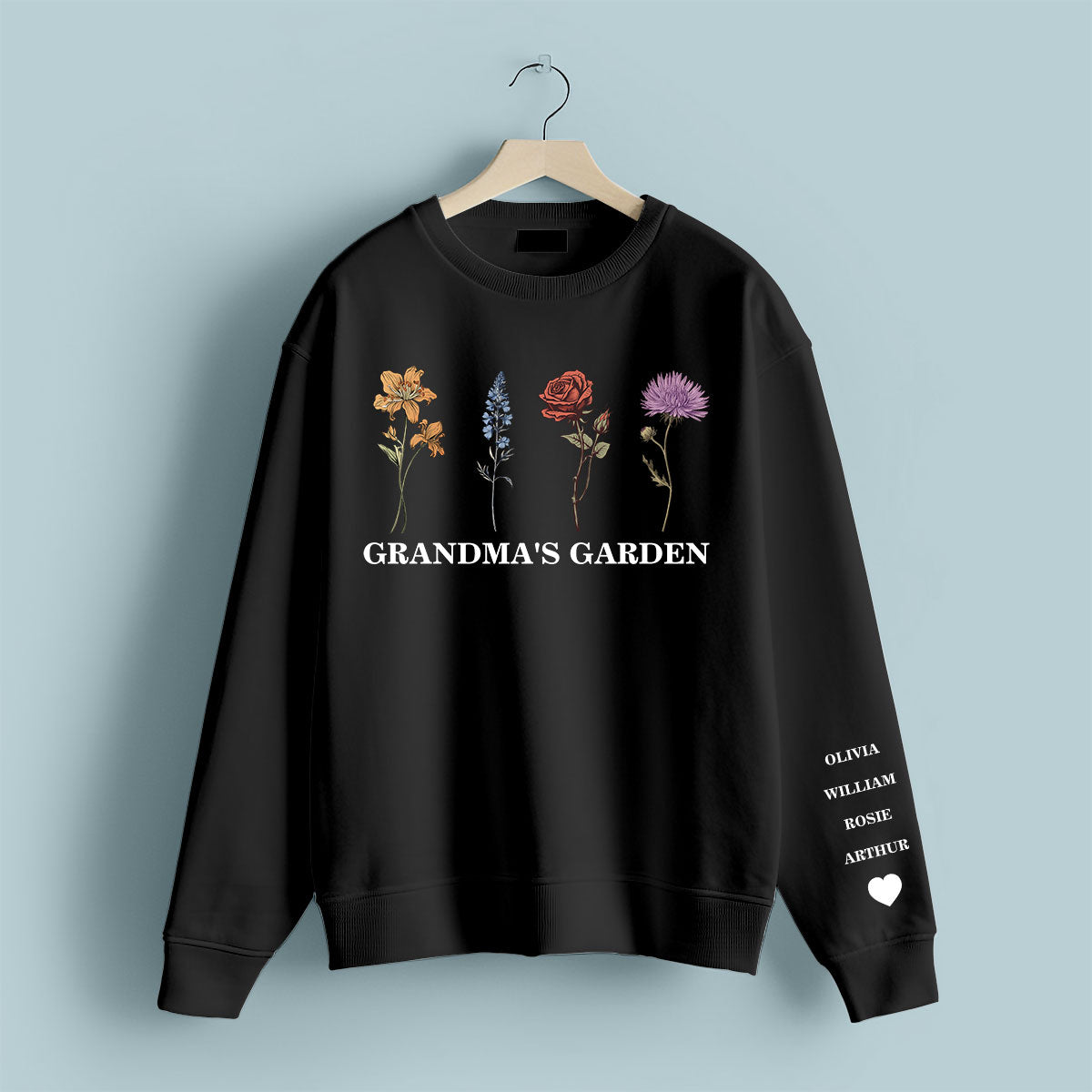 Custom Birth Month Sweatshirt Birth Flower Sweater, Grandma's Garden