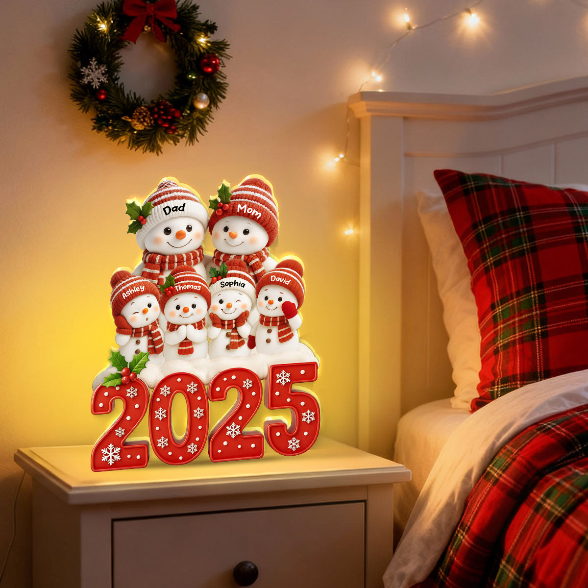 Family Snowman 2025 Togetherness - Personalized Light Box - Cutest Design with 3D Effect - Christmas Gift for Husband, Wife, Christmas Decor