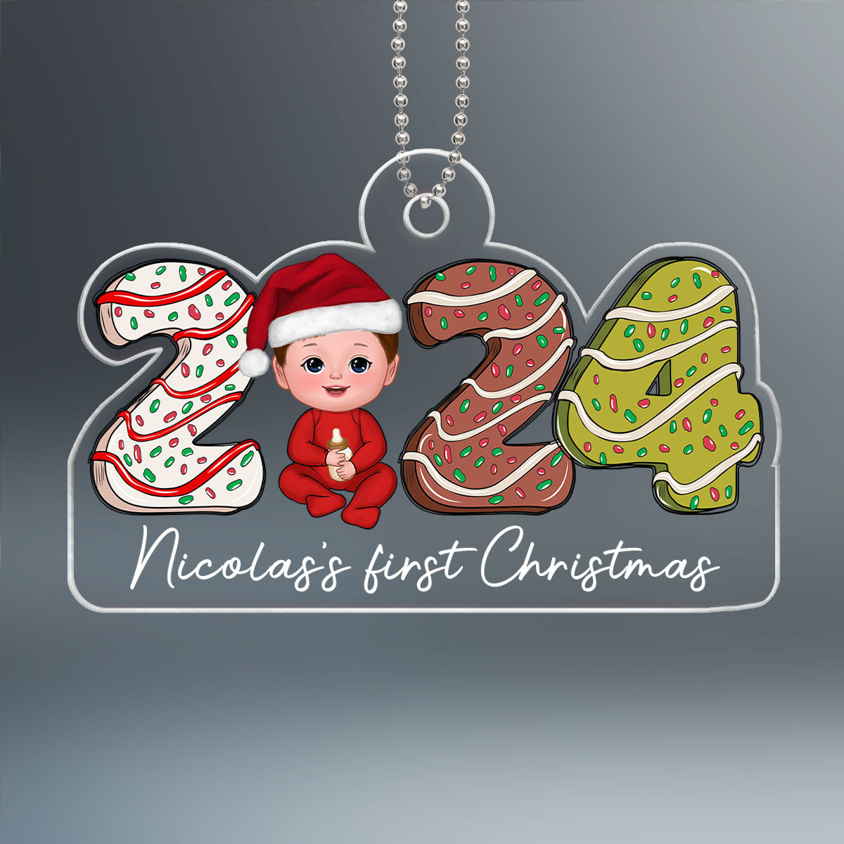 2024 Cake Baby First Christmas Personalized Acrylic Ornament