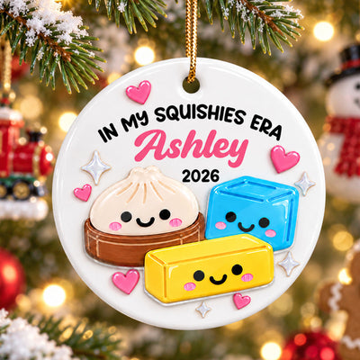 Cute Dumpling In My Squishies Era - Personalized Ceramic Ornament With Acrylic Pieces - Christmas Gift, Keepsake For Kids, Teenagers, Daughter, Granddaughter, Son, Grandson