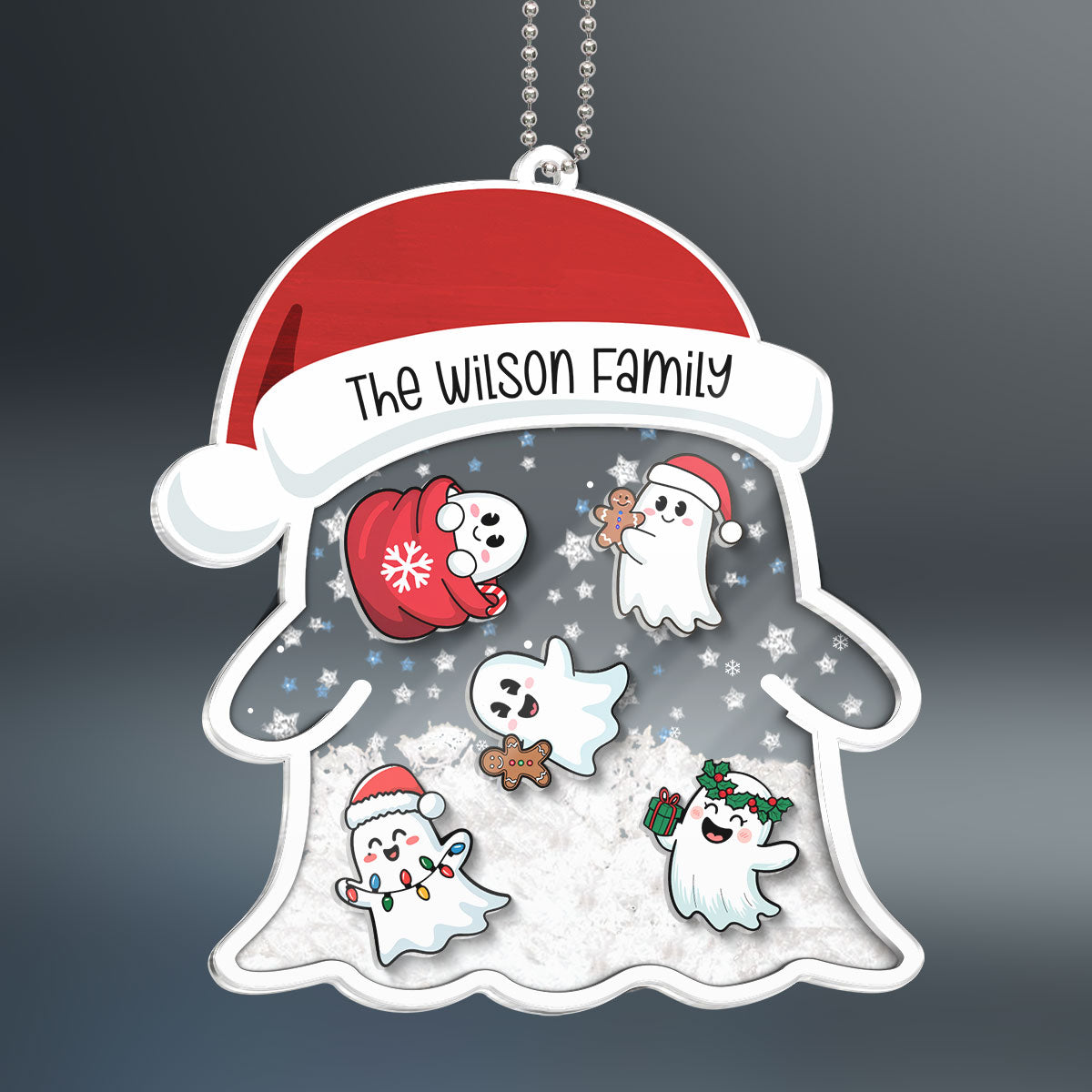 Christmas Ghost Family Personalized Shaker Ornament