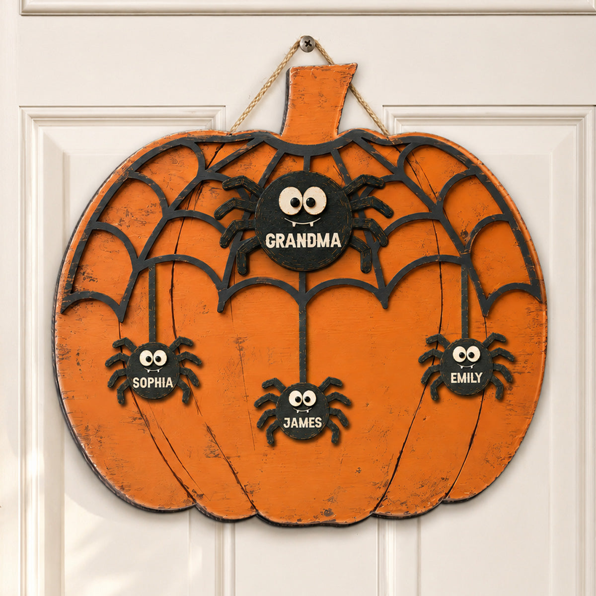 Grandma Grandkids Spider Net 2D Flat - Personalized Wood Sign - Halloween Decoration