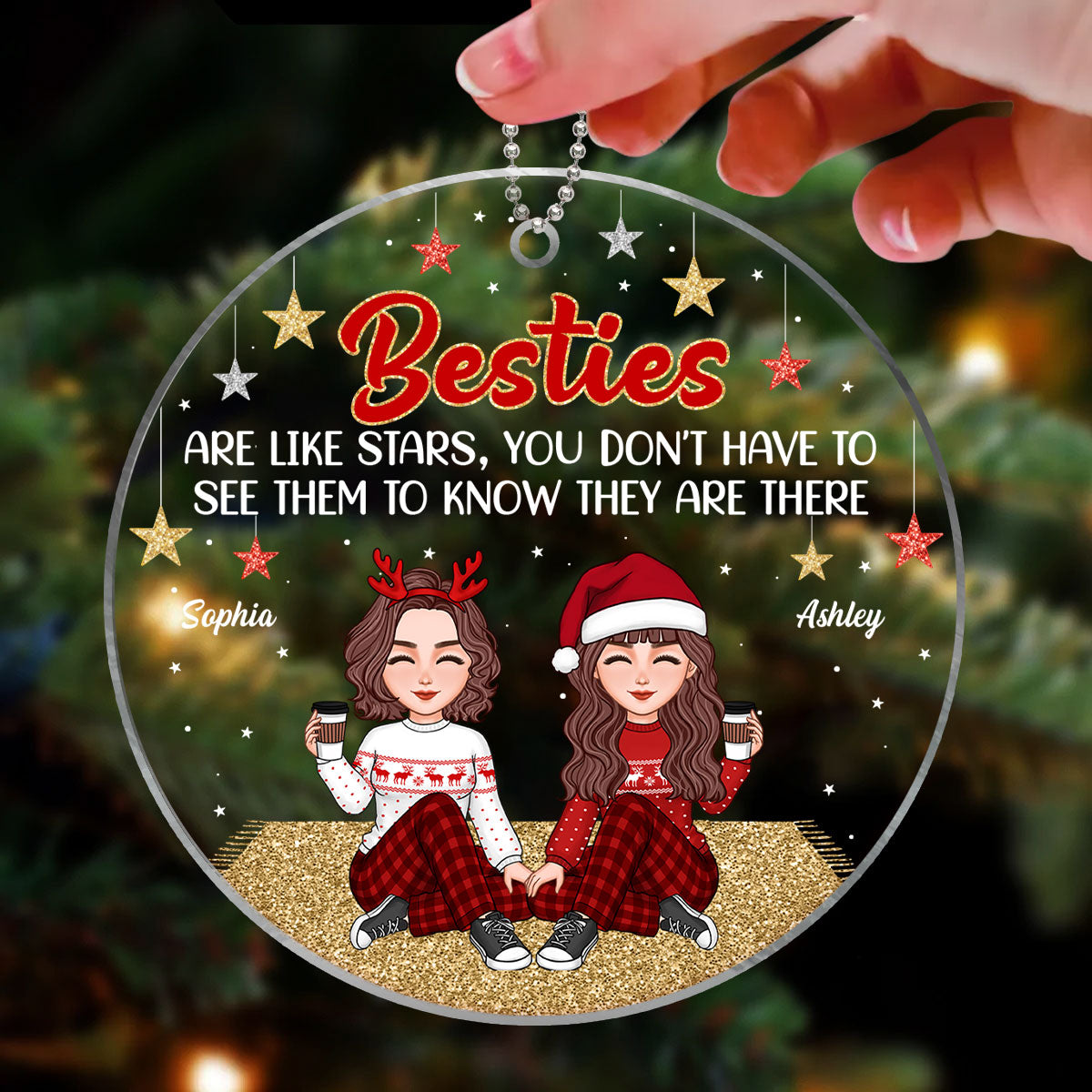 Besties Sisters Are Like Stars Cool Girls Personalized Acrylic Ornament