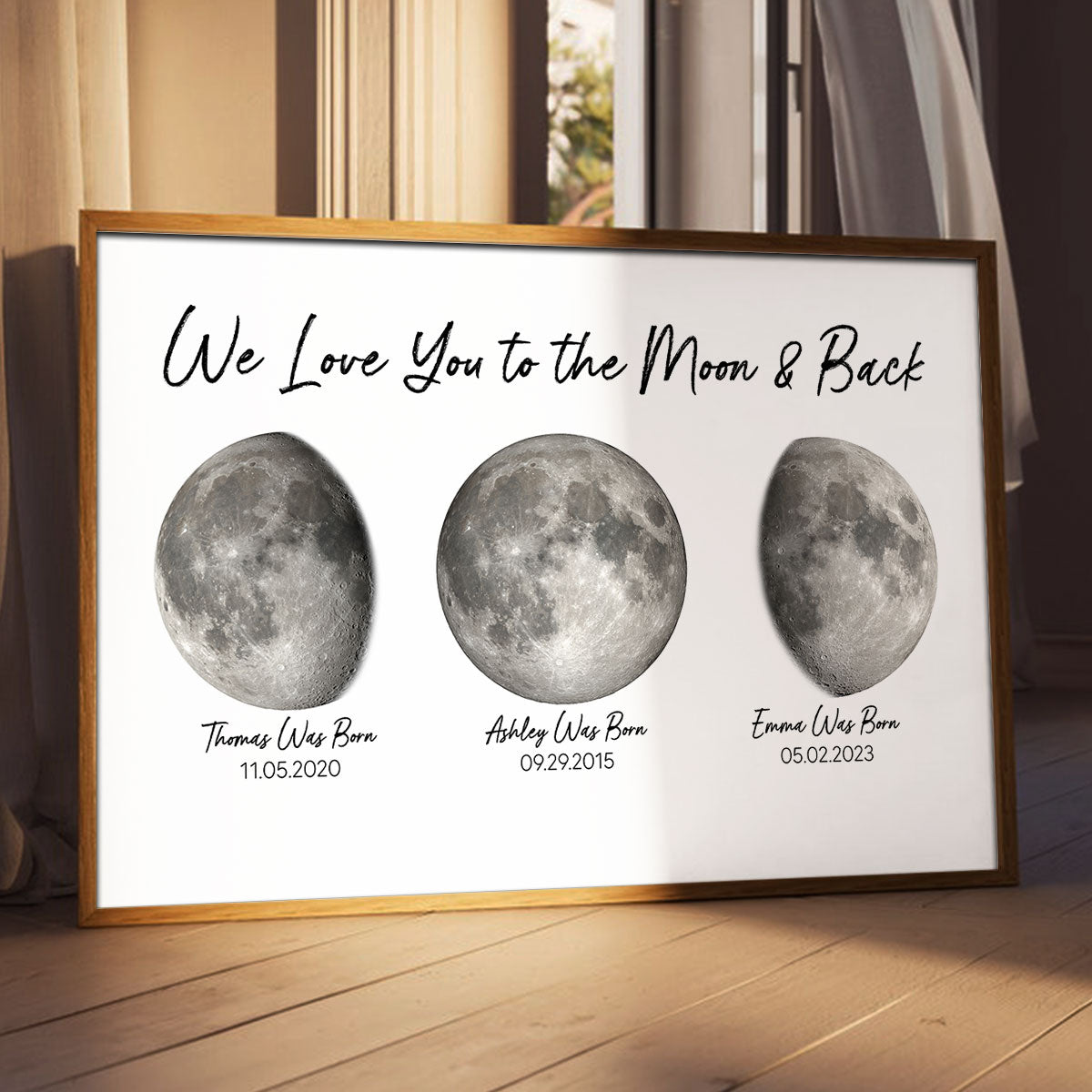 Love You To The Moon And Back Birth Moon Phase Personalized Poster, Gift For Mom, Grandma