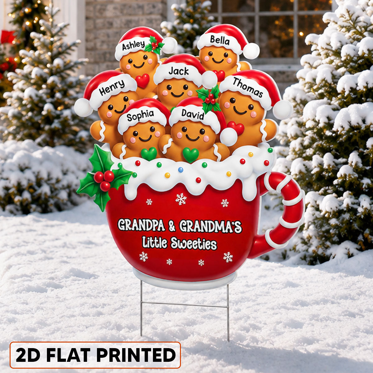 Christmas Gingerbread Grandpa Grandma Little Sweeties - Personalized Yard Sign - Christmas Decor For Grandparents