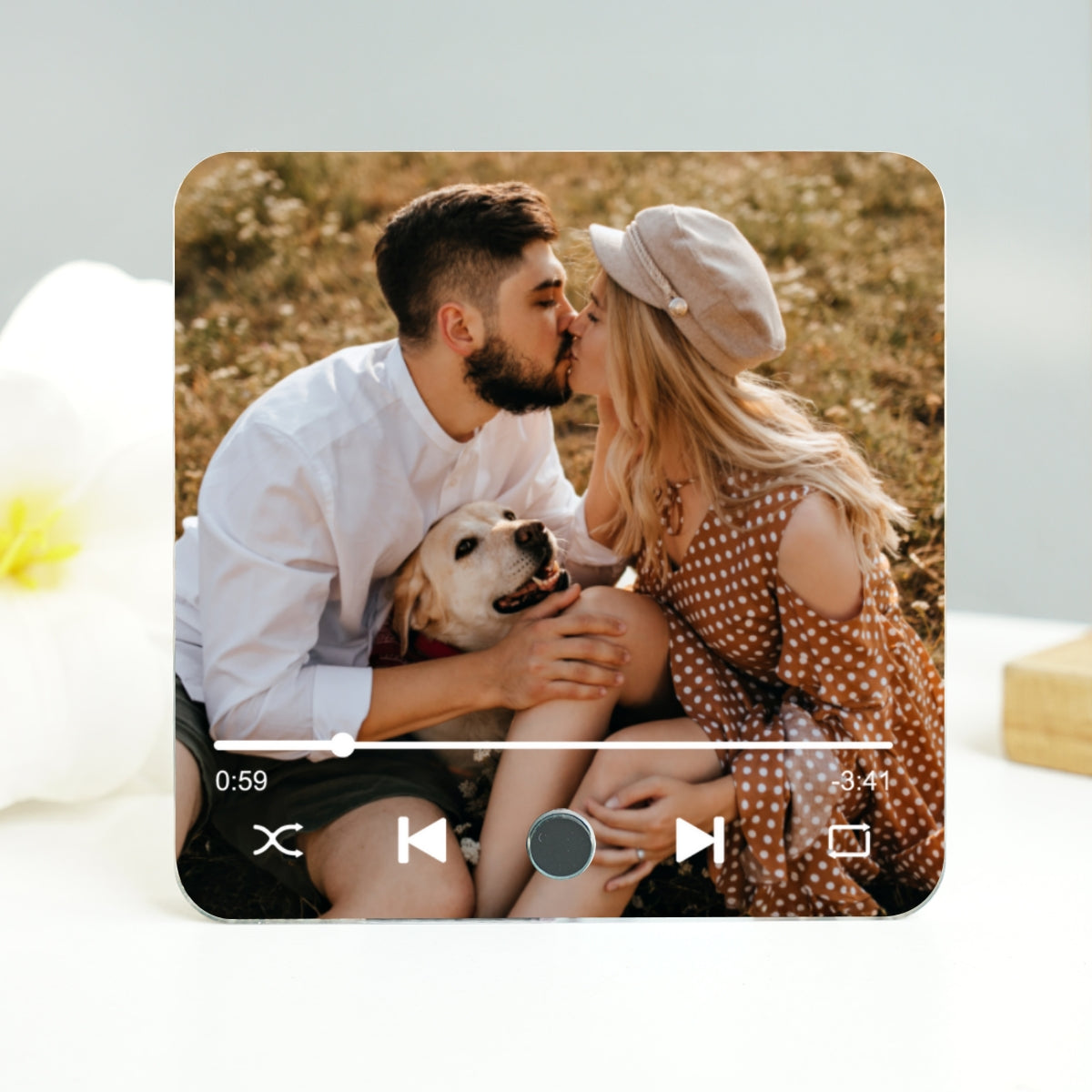 Couple Custom Photo Personalized Bluetooth Music Fridge Magnet,  Gift For Couple