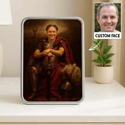 Man Royal Portrait Custom Face Personalized Mirrored Picture Frame, Unique Gift For Grandpa, Dad, Husband