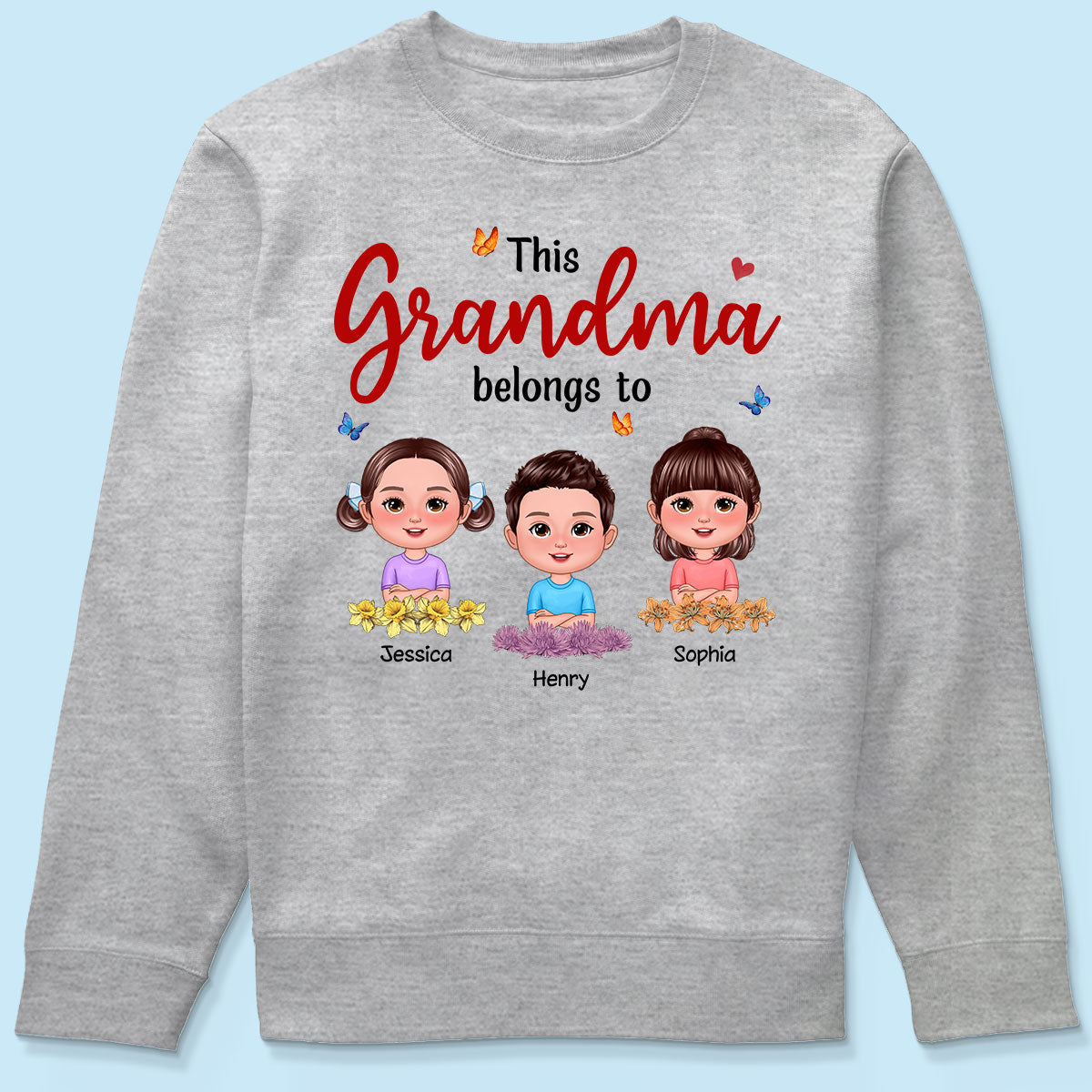 This Grandma Mom Belongs To Birth Month Flowers Cute Kids Personalized Shirt, Gift for Moms, for Grandmas