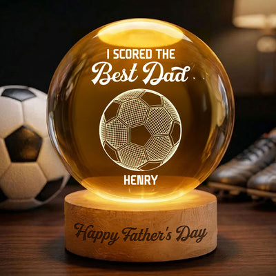 Soccer We Scored The Best Dad Illusion - Personalized Crystal Ball LED Night Light - Father's Day Gift For Dad