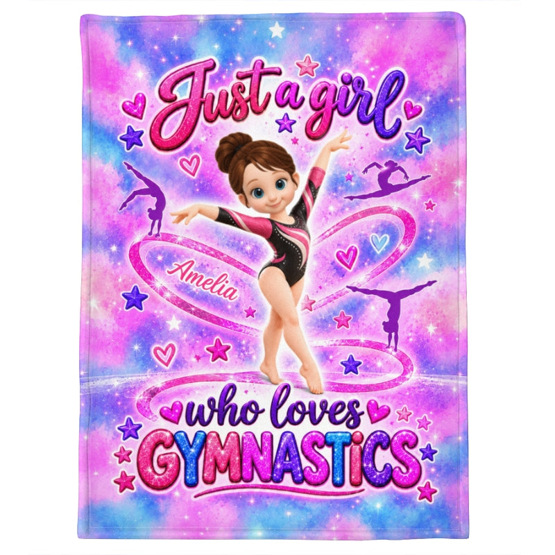 Just a Girl Who Loves Gymnastic - Personalized Fleece Blanket - Christmas Gift for Daughter, Granddaughter