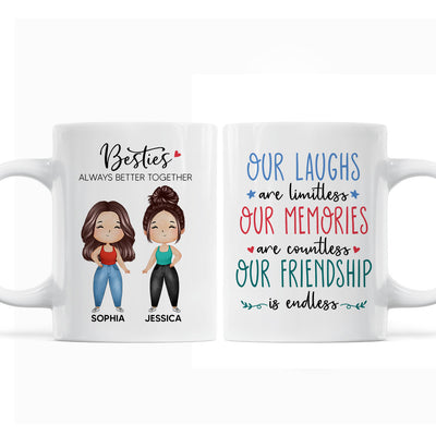 Our Laughs Are Limitless Doll Besties Watercolor Personalized Mug