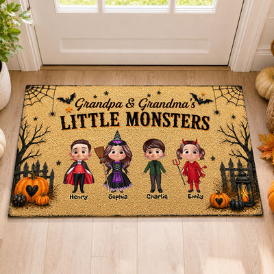 Halloween Grandpa Grandma Little Monsters Grandkids - Personalized Doormat - Halloween Decor For Grandparents