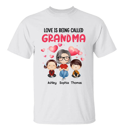 Watercolor Hearts Doll Grandma Grandkids Watercolor Style Personalized Shirt