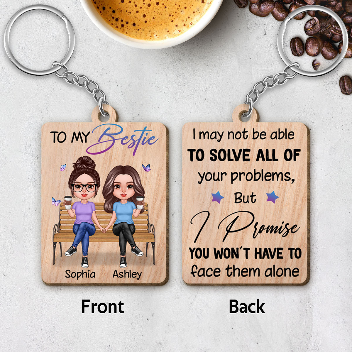 To My Bestie Realistic Doll Personalized Wooden Keychain