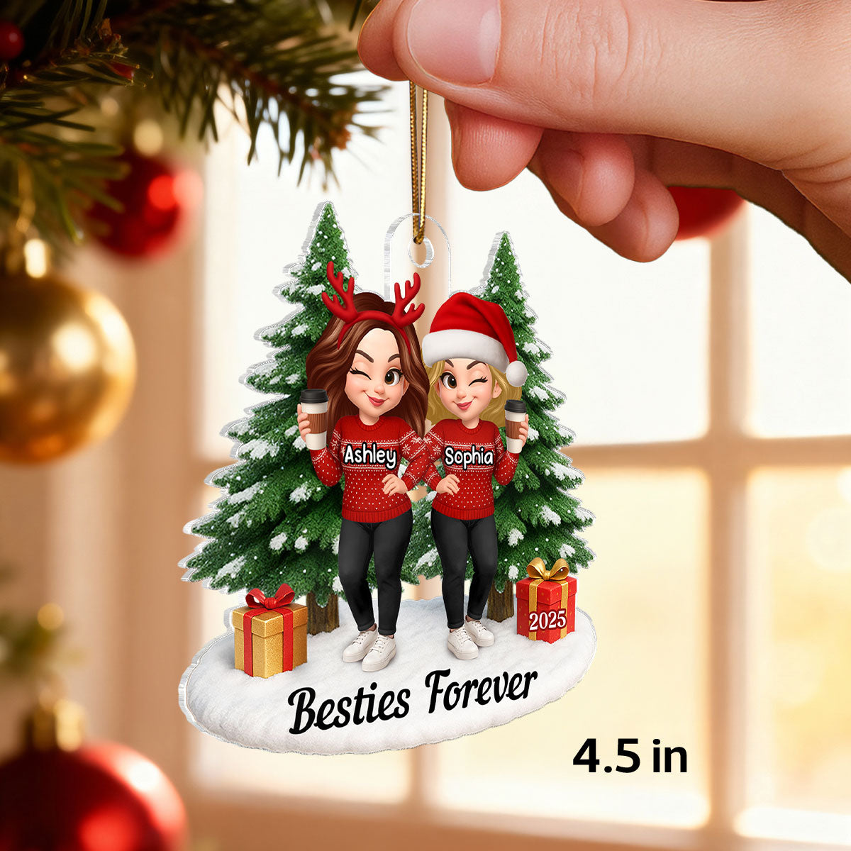 Besties Forever - Personalized Acrylic Ornament - Perfect Christmas Gift For Besties