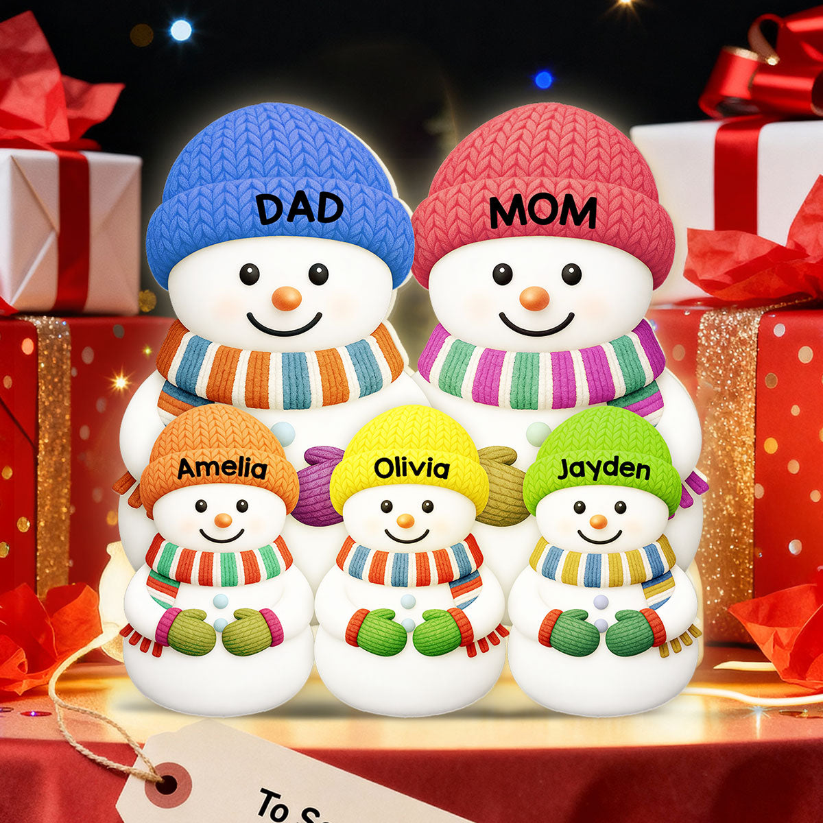 Christmas Cozy Vibe Family Dad Mom And Kids Snowman Together - Personalized Light Box - Christmas Decoration For Family