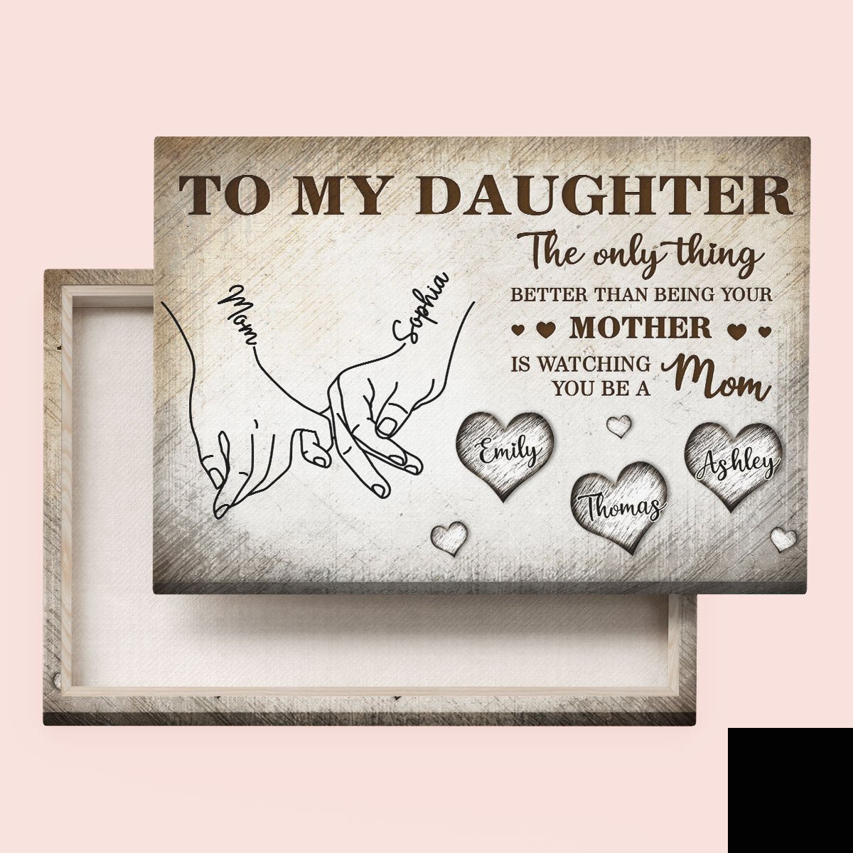 To My Daughter Mom And Daughter Holding Hands Custom Kids Names - Personalized Wall Art, Poster, Canvas - Mother's Day Gift For Daughter