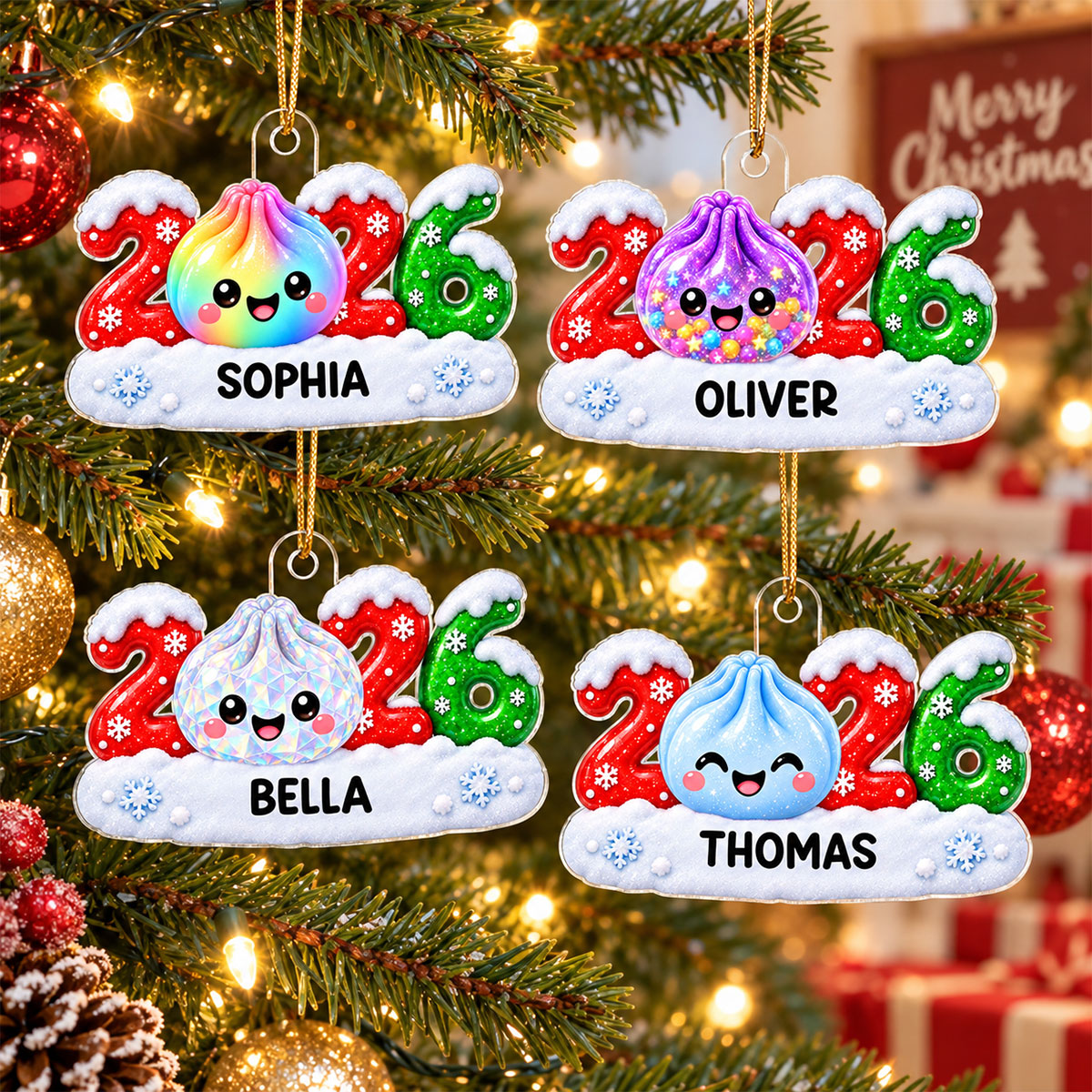 2026 Trending Christmas Dumpling Dim Sum Custom Name - Personalized Acrylic Ornament - Christmas Gift, Keepsake For Kids, Teenagers