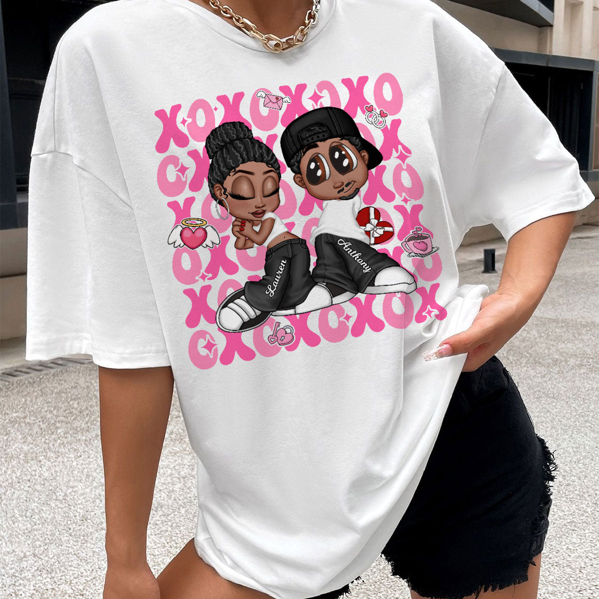 XOXO Y2K Couple  Personalized Shirt, Gift for Him for Her