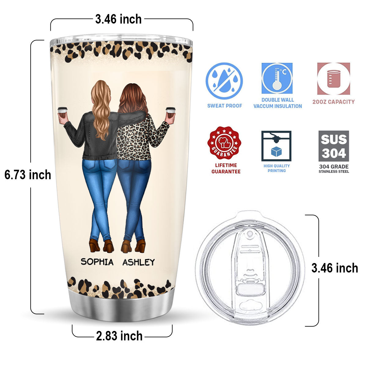 I'd Punch A Bitch For You Gift For Besties Leopard Theme Personalized Tumbler