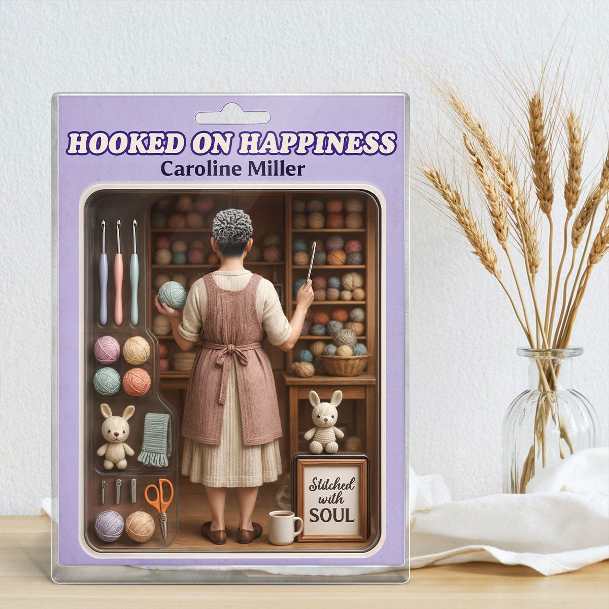 Crocheting Mom Grandma Realistic Figure Style Personalized Acrylic Block Plaque