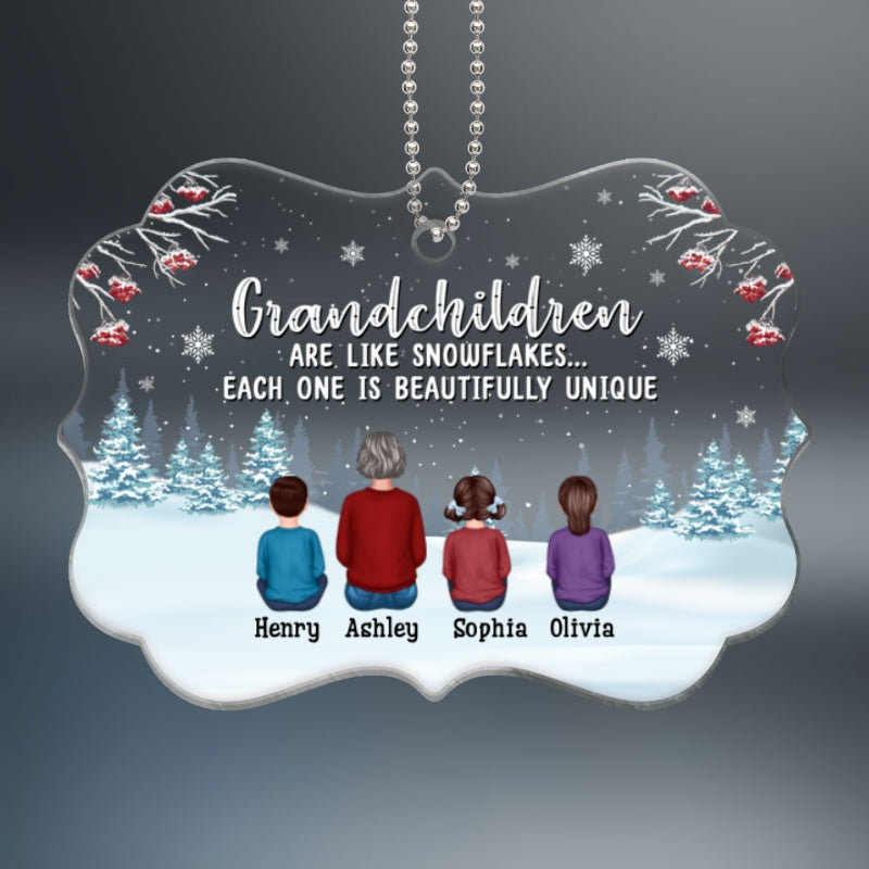 Grandchildren Are Like Snowflake Grandma Personalized Acrylic Ornament