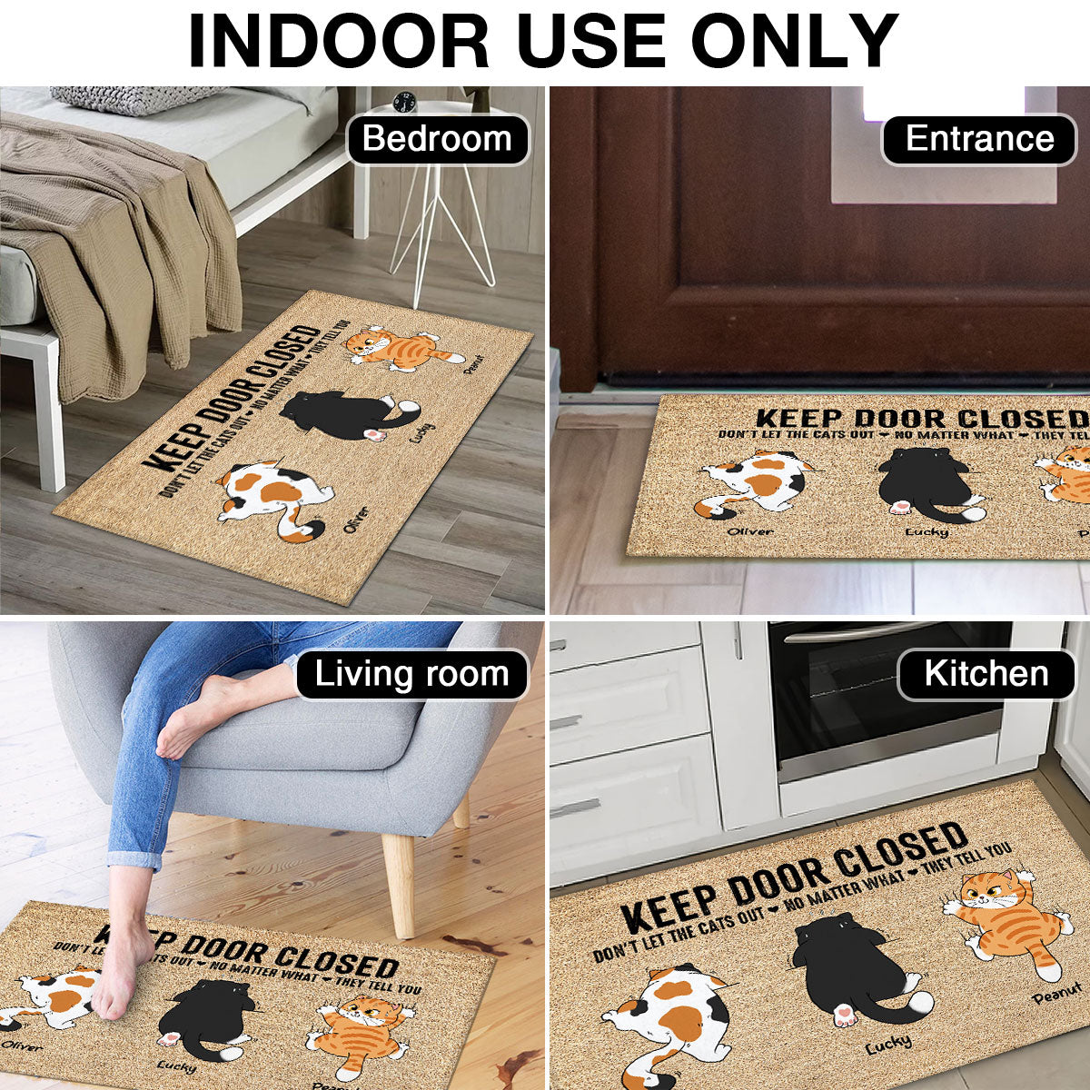 Don't Let The Cats Out Naughty Cats Personalized Doormat