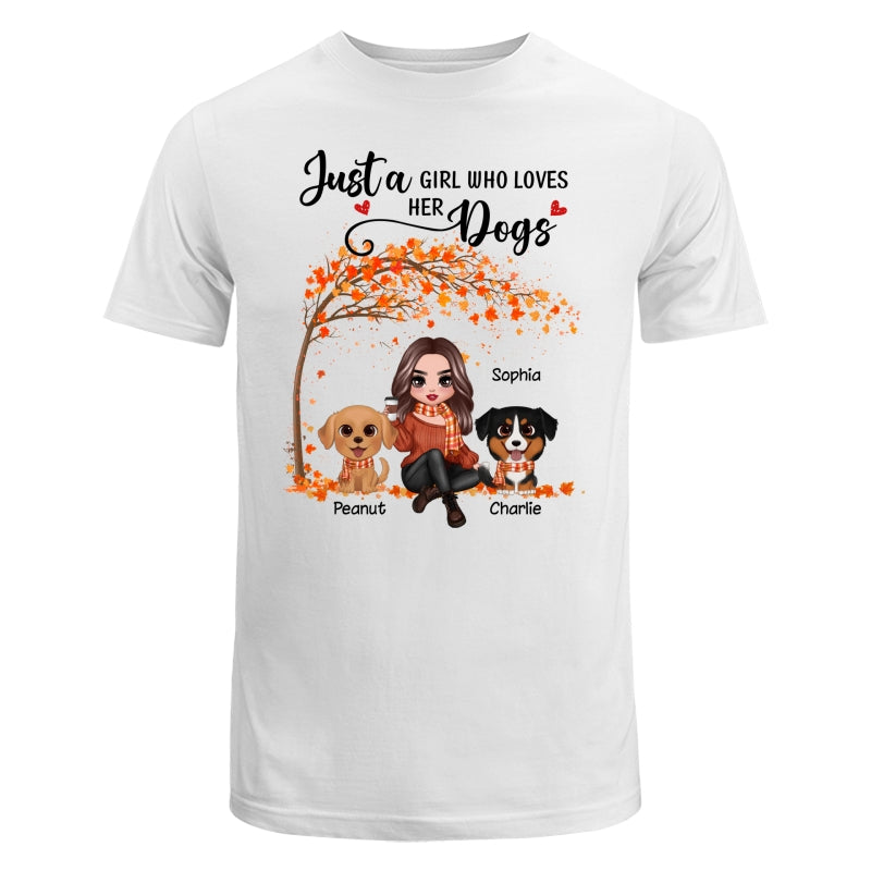 Fall Season Doll Woman Sitting With Watercolor Cute Dogs Personalized Shirt