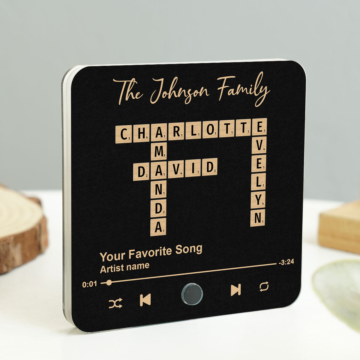 Family Crossword Art - Created In A Moment, Treasured Forever Personalized Music Fridge Magnet, Mother's Day, Father's Day Gift