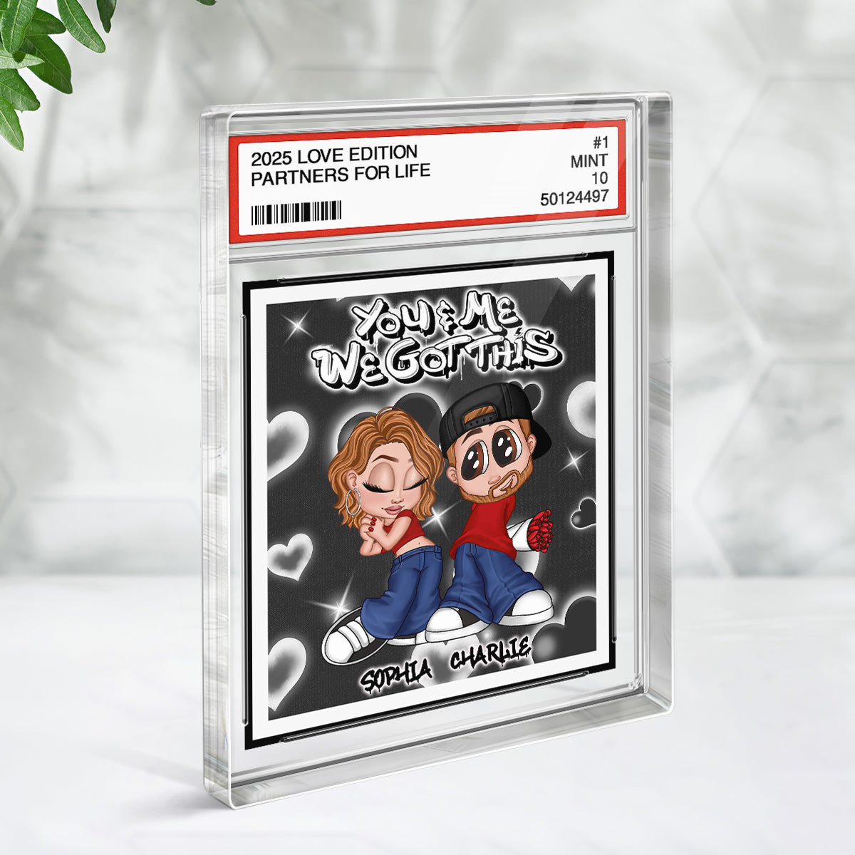 Y2K Couple Trading Card Style Personalized Acrylic Block Plaque, Gift For Him, Gift For Her