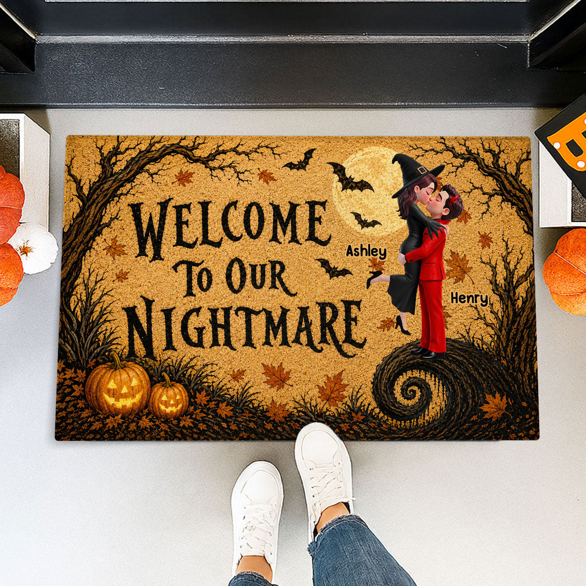 Trending Couple Welcome To Our Nightmare - Personalized Doormat - Halloween Decor For Couple