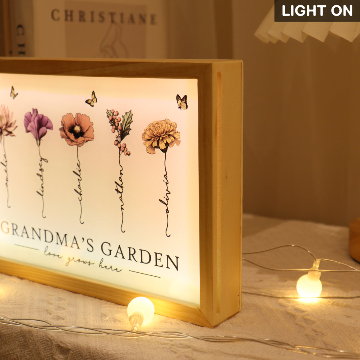 Grandma‘s Garden Love Grows Here Unique Gift For Mom Grandma Personalized Luminous Frame Light Box