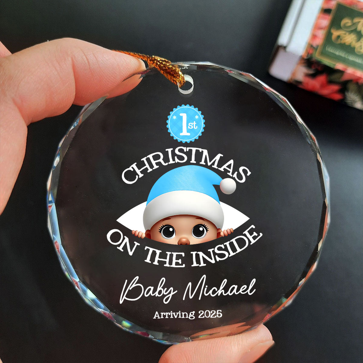 Personalized Baby's First Christmas On the Inside Glass Ornament, Custom Pregnancy Reveal Ornament, Expecting Parents