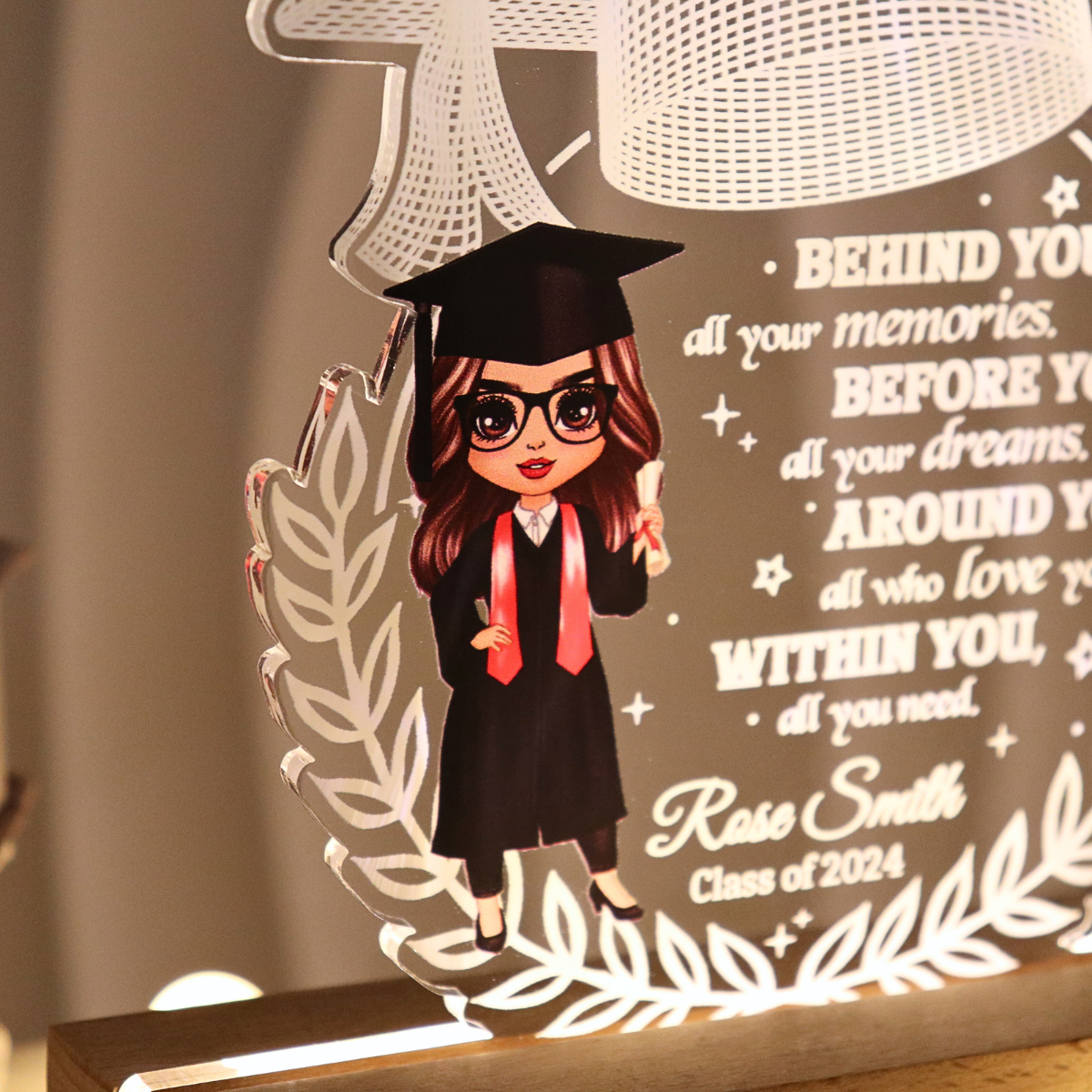 [EXCLUSIVE LIMITED EDITION] Class of 2024 Behind You All Your Memories Graduation Gift Personalized Custom Shape Warm LED Night Light