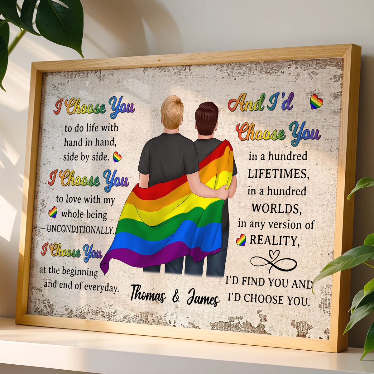 Pride Month LGBTQ+ Couple I Choose You Personalized Poster, Gift For Couple