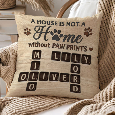 Pet Lover Home Decor Home With Paw Prints Crossword Puzzle Art Personalized Pillow