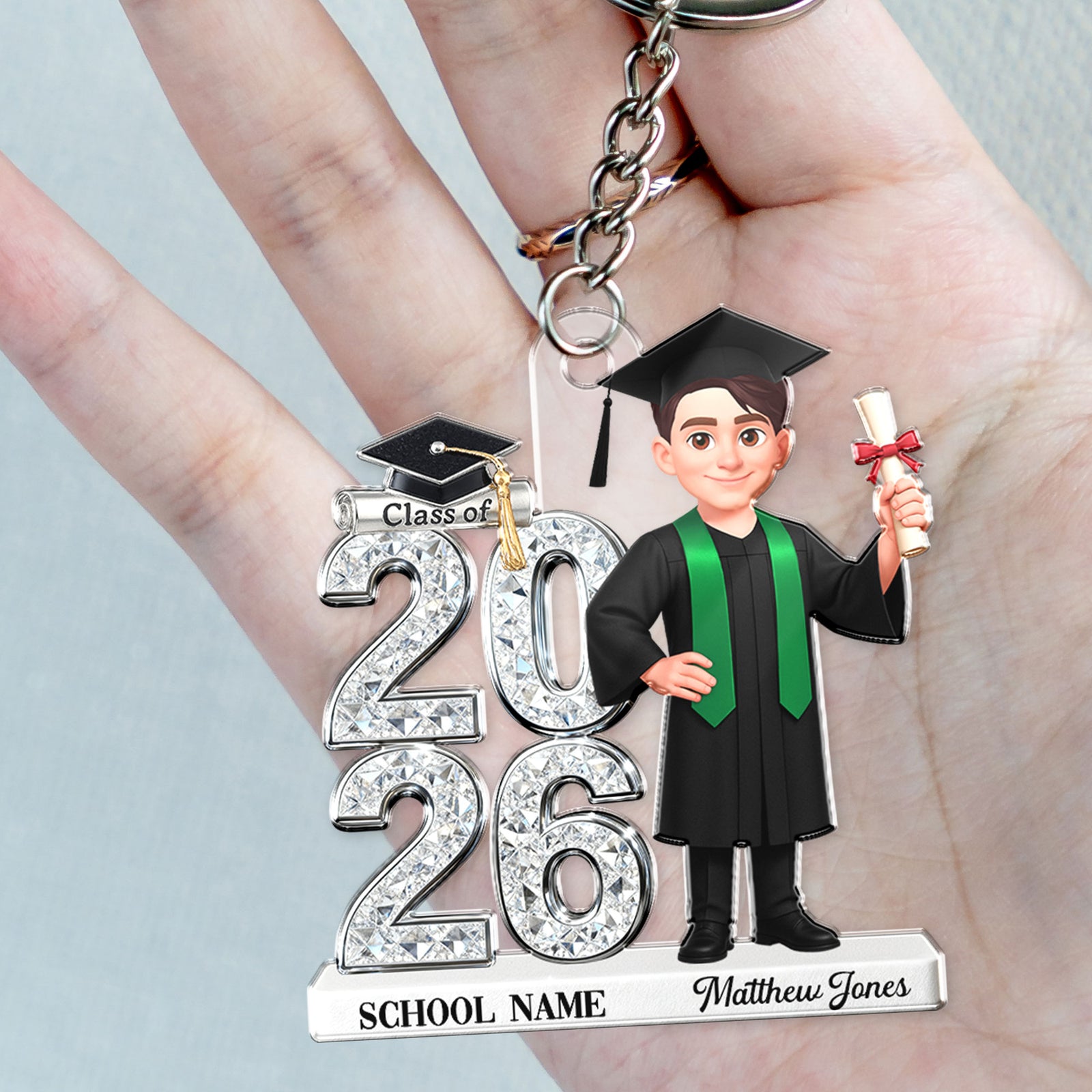 3D Shiny Effect Class Of 2026 2027 Senior - Personalized Acrylic Keychain - Gift For Graduates, Daughter, Son