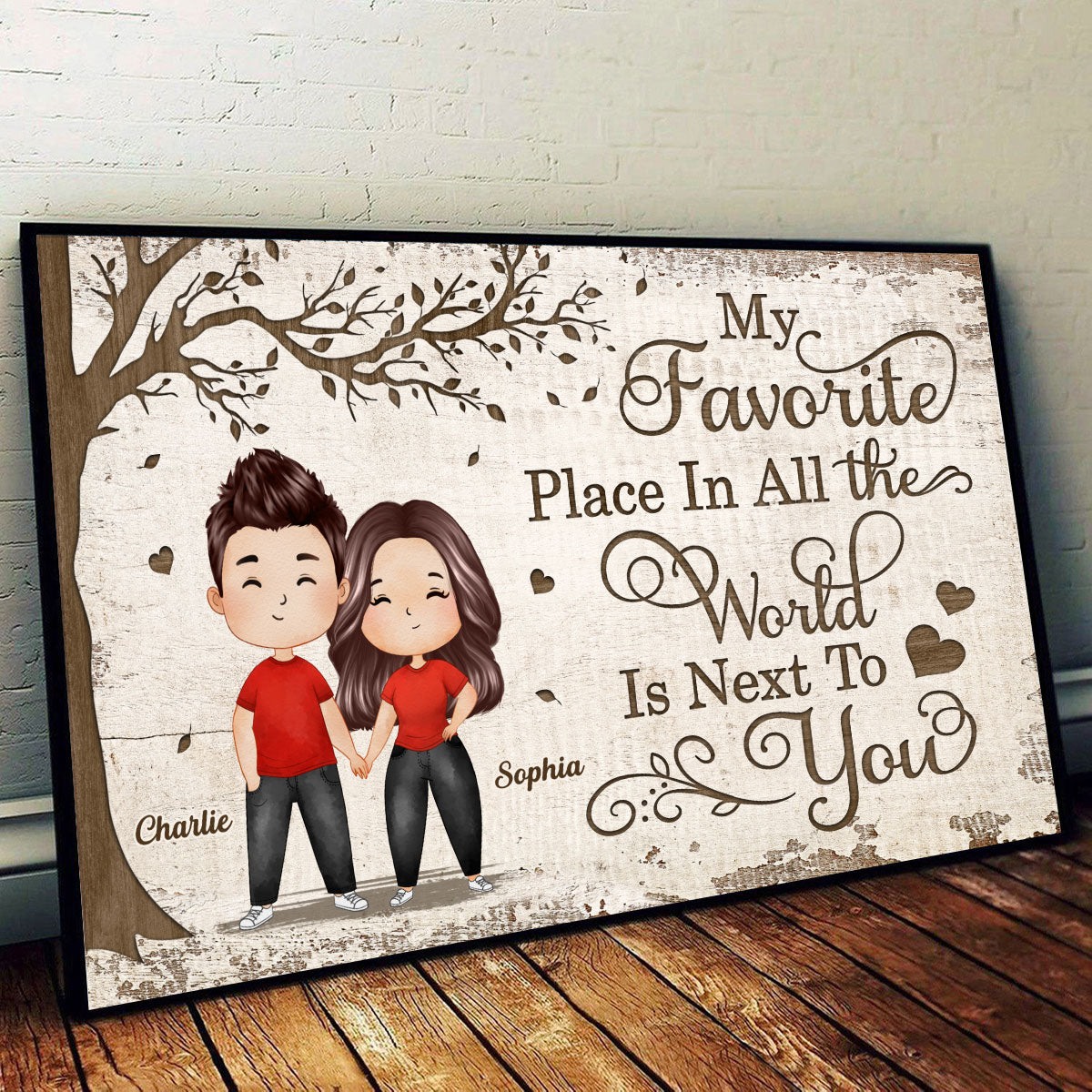 Favorite Place In All The World Watercolor Couple Personalized Poster