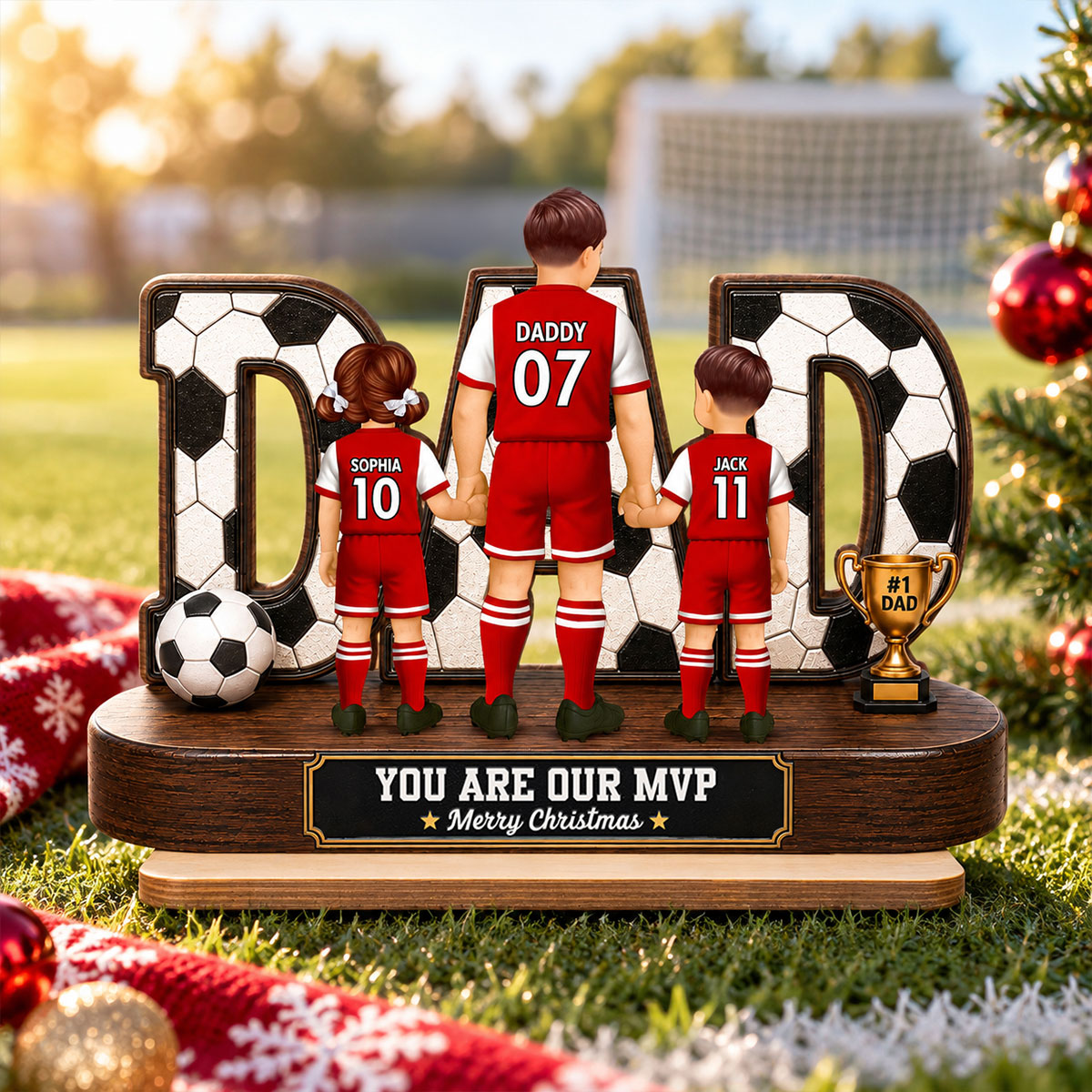 Soccer Dad Legend We Scored The Best Dad Back View - Personalized 2-Layered Wooden Plaque - Christmas Gift For Dad, Husband, Soccer Lovers