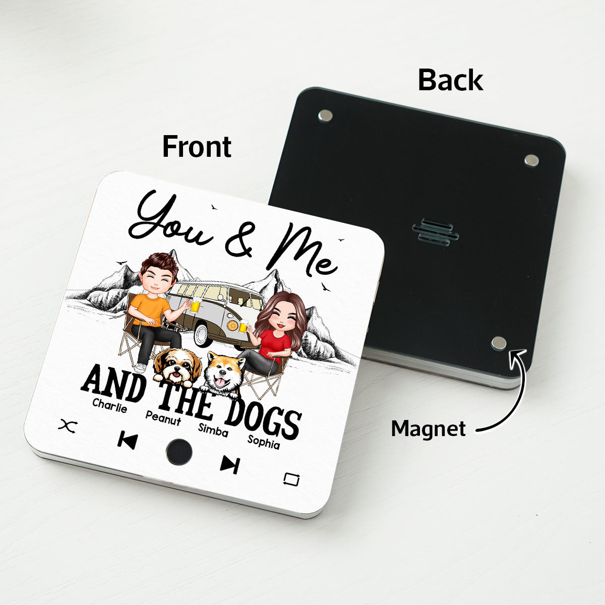 You Me & The Dogs Camping Couple  Gift For Camping Lover Personalized Music Fridge Magnet