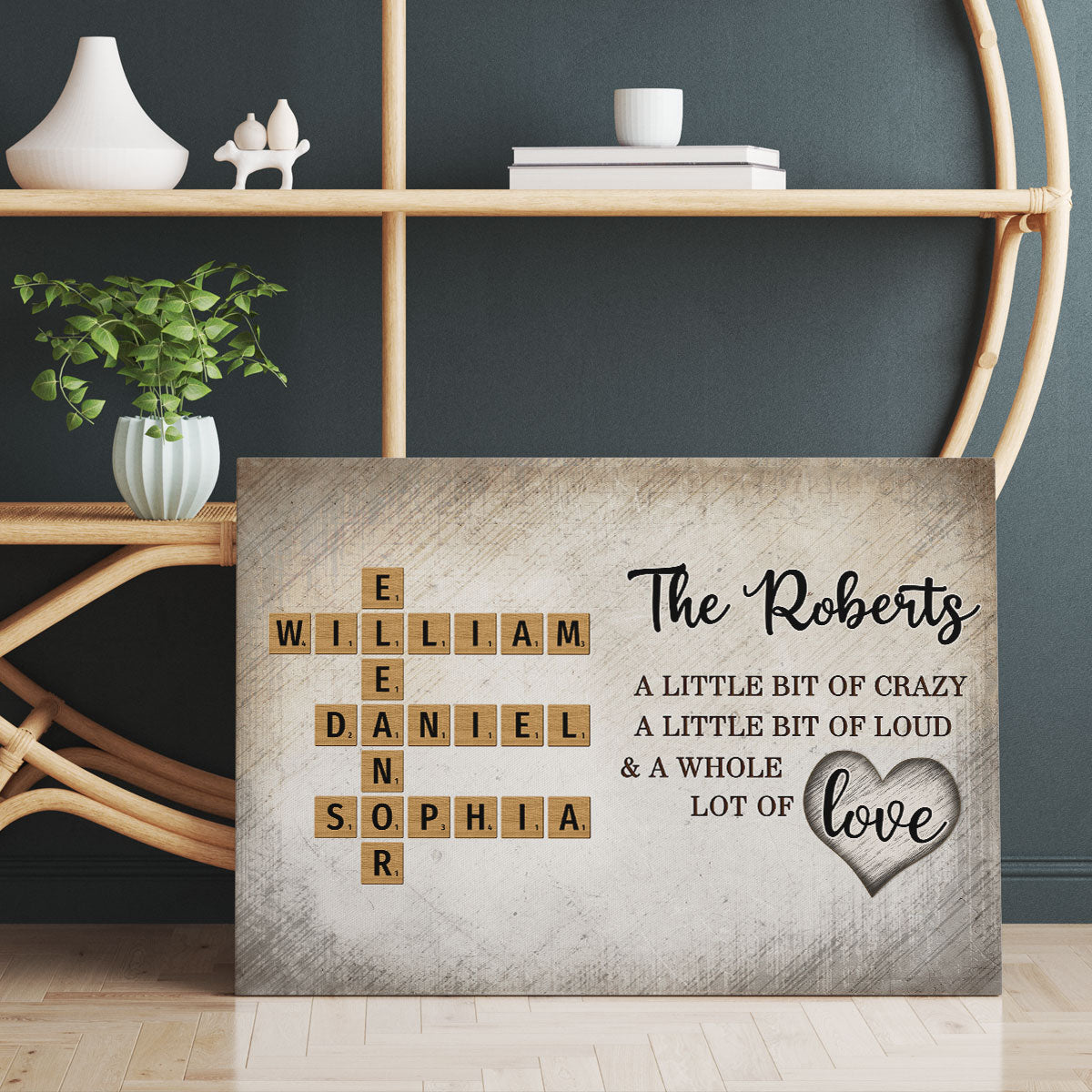 Family Whole Lot Of Love Crossword Puzzle Art - Captured In A Moment, Cherished For A Lifetime Personalized Canvas