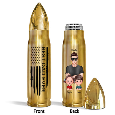 Best Dad Grandpa Ever Nation Flag Dad And Kids Personalized Bullet Tumbler