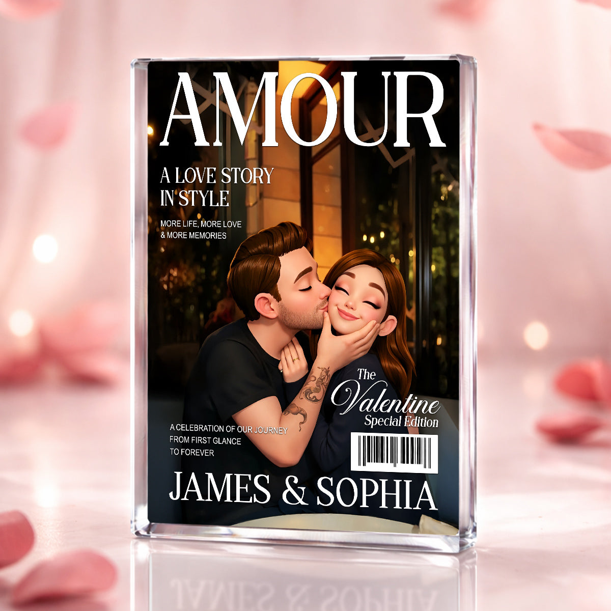 Couple Love Story Magazine Cover - Personalized Acrylic Block Plaque - Anniversary, Valentine's Day Gift, Gift For Him, Gift For Her