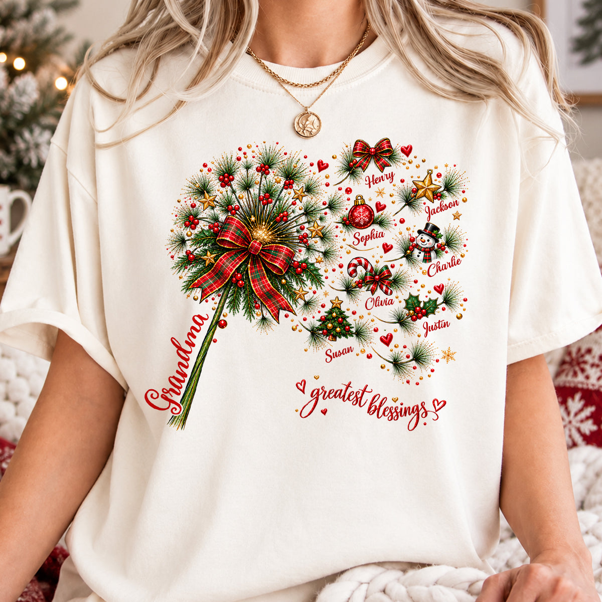 Grandma's Christmas Magic Greatest Blessings - Personalized Shirt - Heartfelt Christmas Gift for Grandma