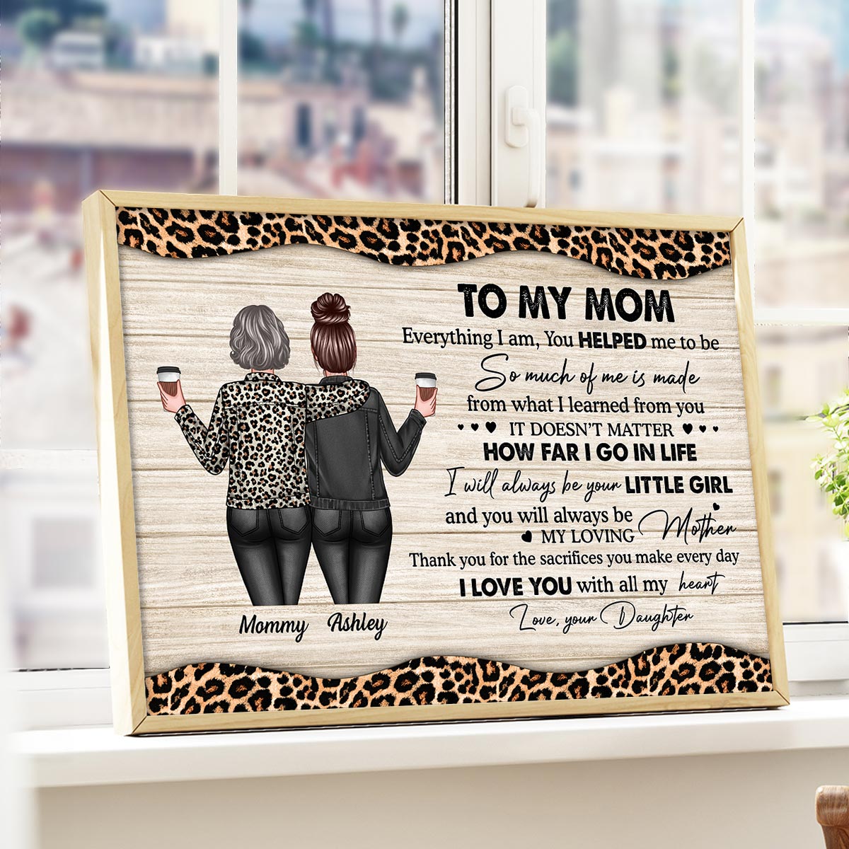 To My Mom Leopard Personalized Horizontal Poster
