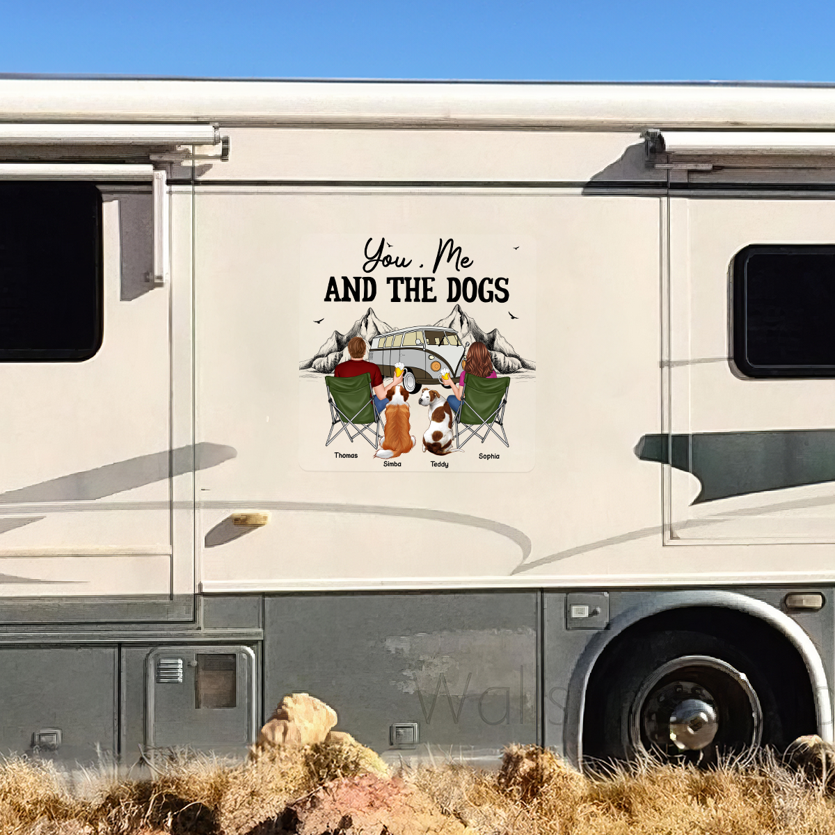 You Me And The Dogs Cats Camping Personalized RV Decal