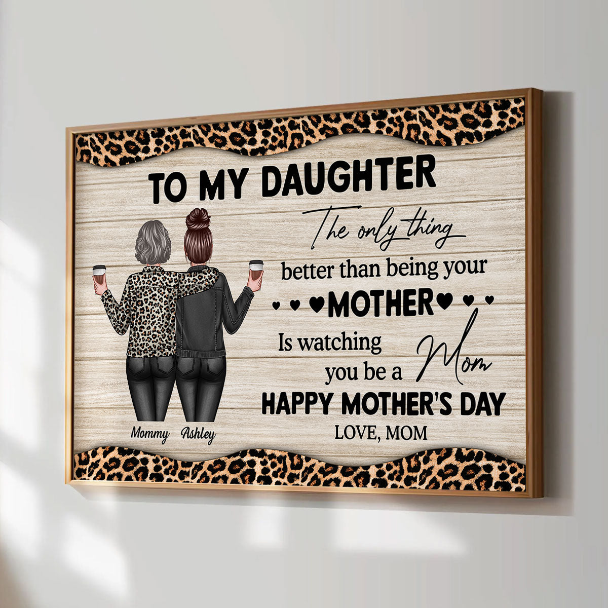 Leopard Pattern To My Daughter From Mom Happy Mother's Day Personalized Poster, Heartfelt 2025 Gift For Daughter