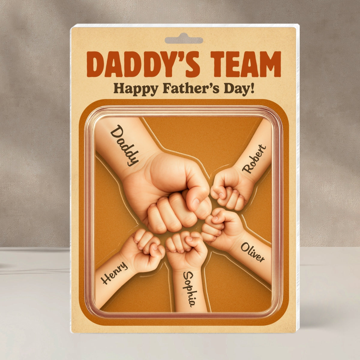 Daddy Team Fist Bump Custom Figure Personalized Acrylic Block Plaque, Father's Day gift
