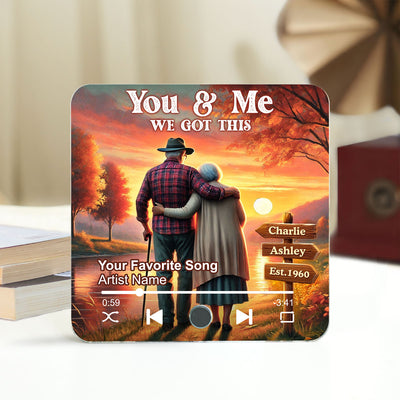 You & Me We Got This Old Couple At Lake Sunset Theme Personalized Music Fridge Magnet, Valentine's Gift For Her, Gift For Him